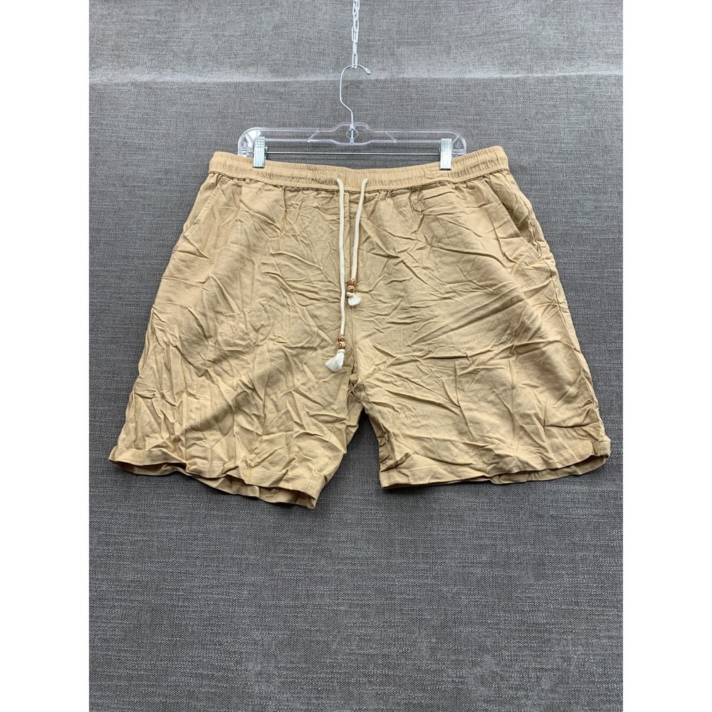 Coofandy Chino Shorts Womens XL Beige Slash Pocket Drawstring Waist Casual Wear